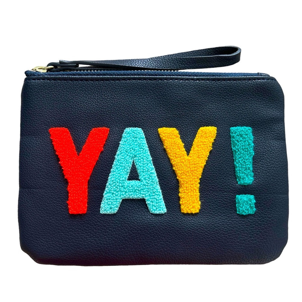 Old Navy Clutch Navy Blue Faux Leather YAY bag